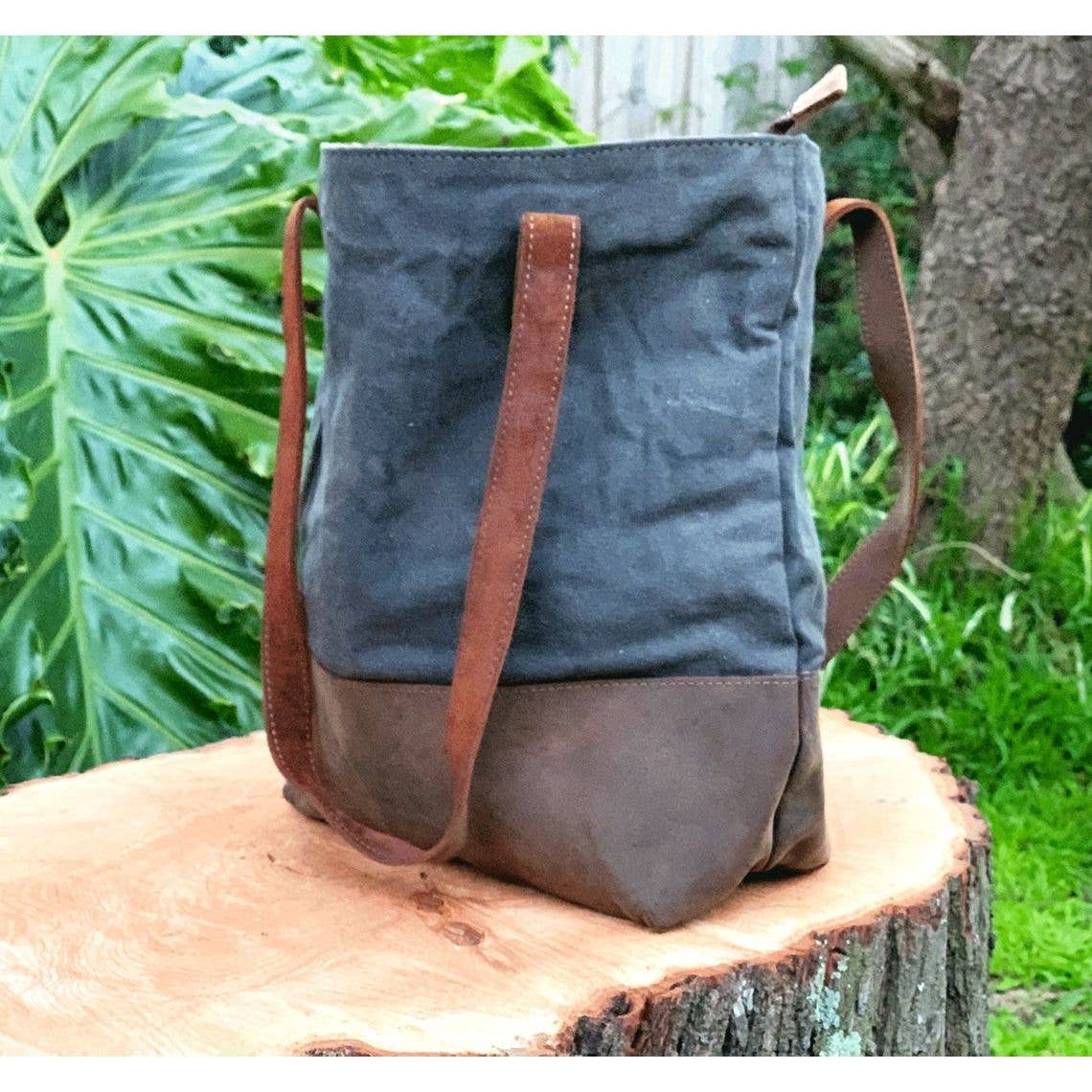 MLC – wholesale Tote bag – Women's – BLue Canvas Leather Tote Bag1