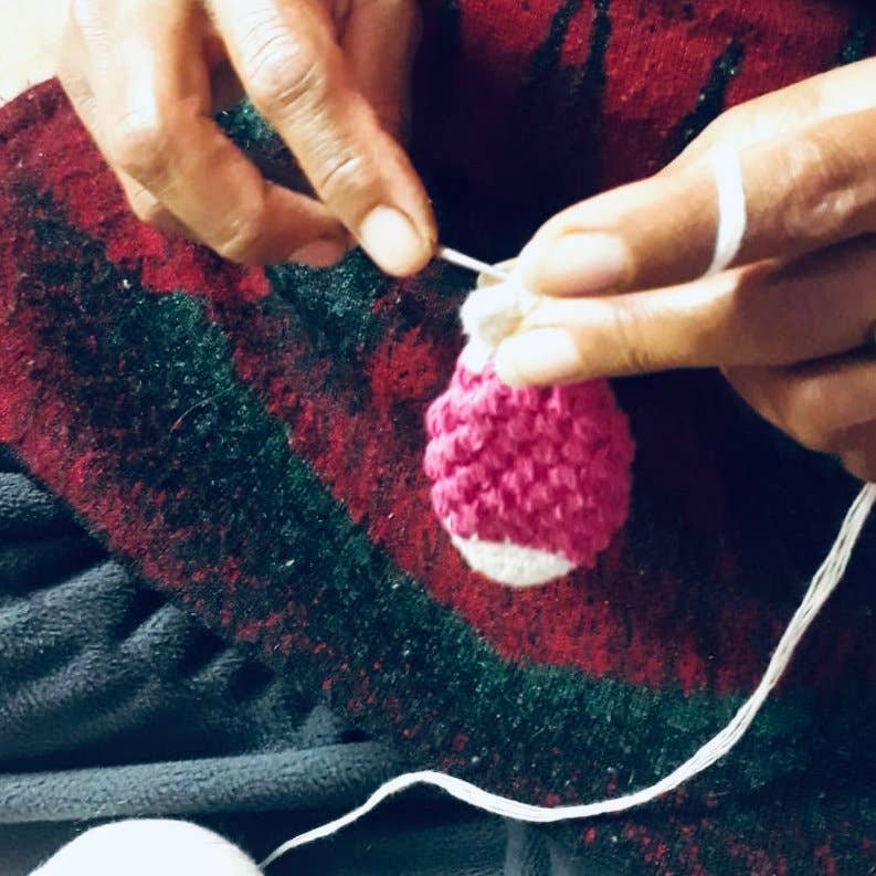 Luna-Leena  - handmade in Nepal - Wholesale Keychain - Women's - Keychain fish fuchsia - bag charm - crochet organic cotton7