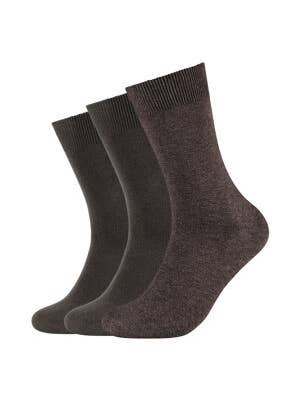 Comfortabele katoenen sokken voor dames, 3 stuks, donkerbruin voor wholesale door camano