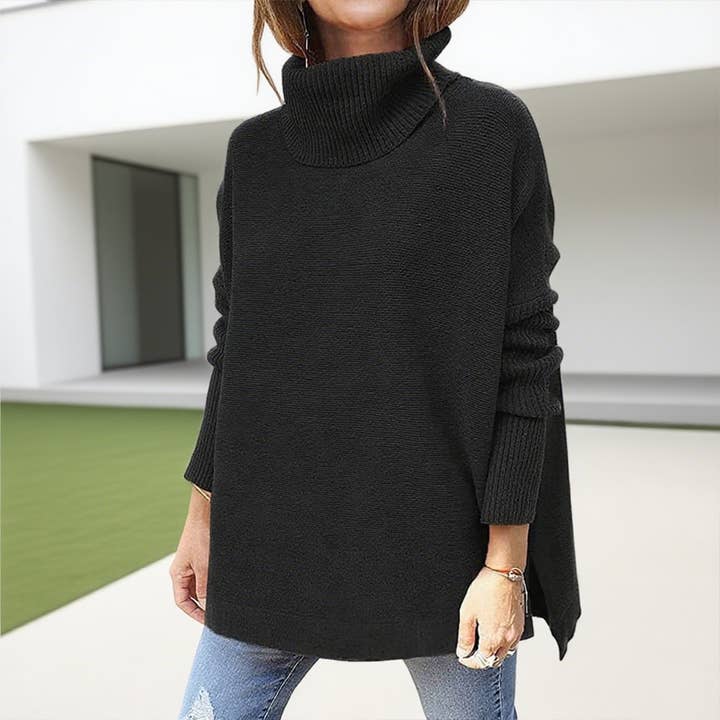 Bat sleeves and a cinched waist pullover sweater for wholesale by Lily Clothing