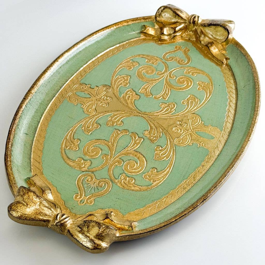 Via Graceffo - Wholesale Decorative Tray - Florentine Carved Oval Bow Tray, Made in Italy6