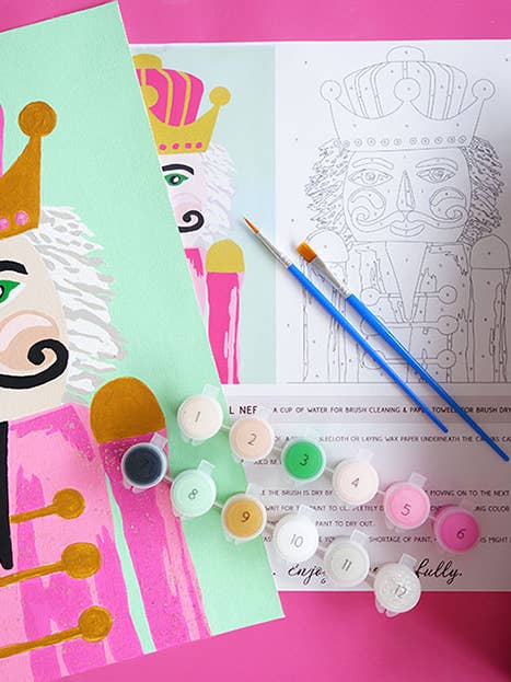 Pink Nutcracker Paint by Number Kit with Glitter Paint for wholesale by JM Design Studio