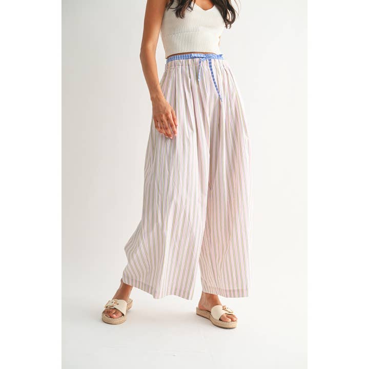 PINK STRIPE STRIPED WIDE-LEG TROUSERS for wholesale on Faire