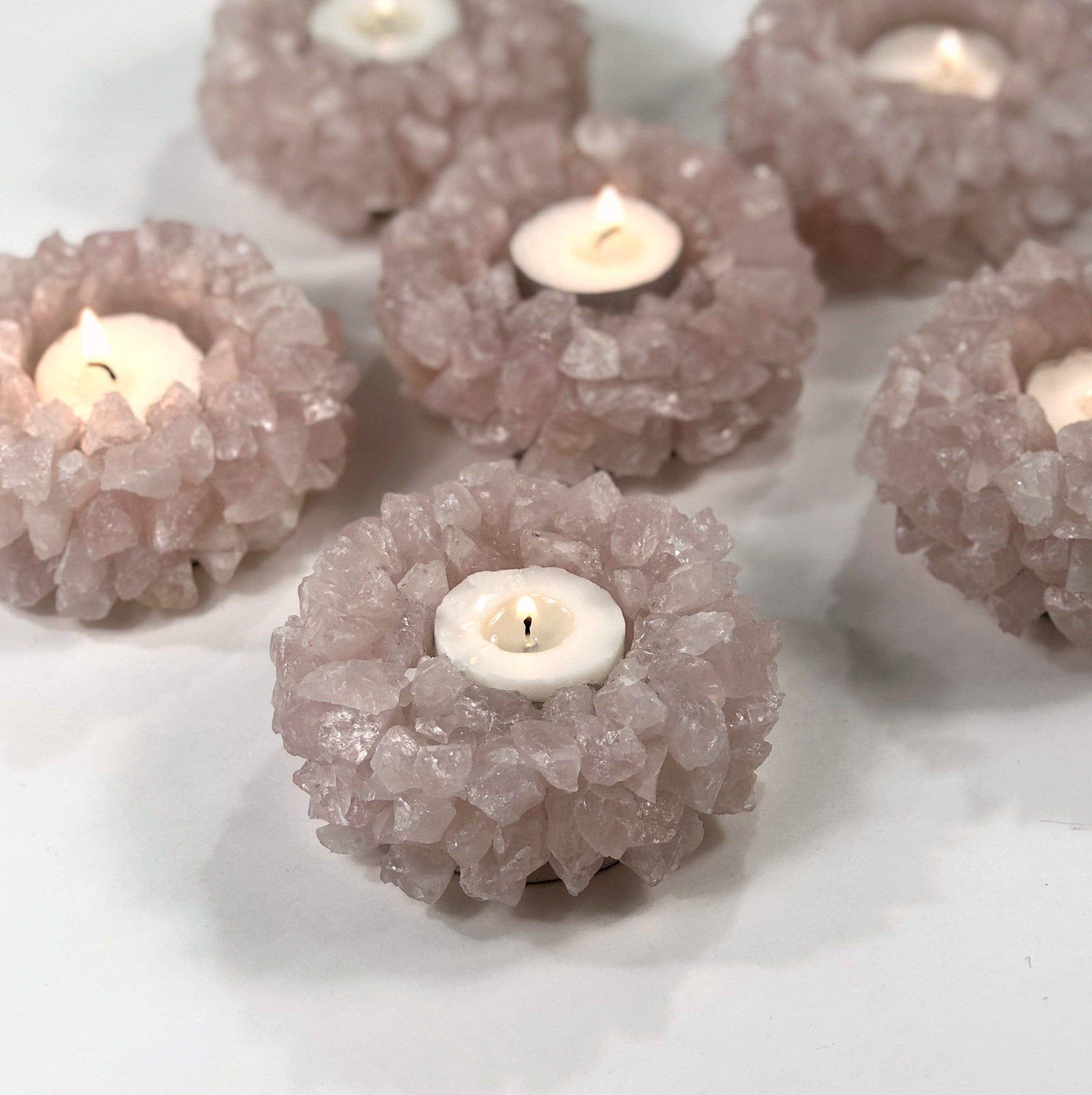 Rock Paradise - Wholesale Spiritual Stone/Crystal - Rose Quartz Candle Holder (HW4-03-RQ)1