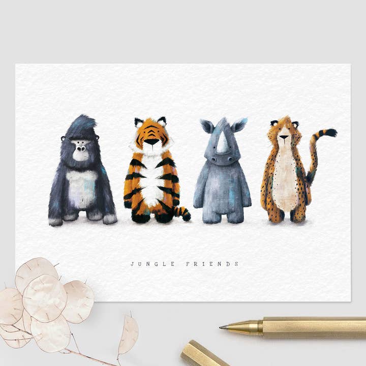 Jungle Greetings Card - Newborn, Birthday or Baby Shower Card for wholesale by Tigercub Prints
