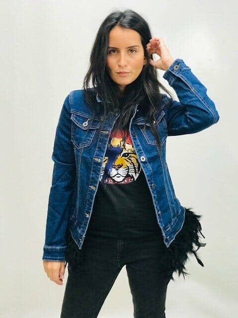 Bowie Lightning Cat Feathers Denimjakke for engroshandel hos Chill&Buy