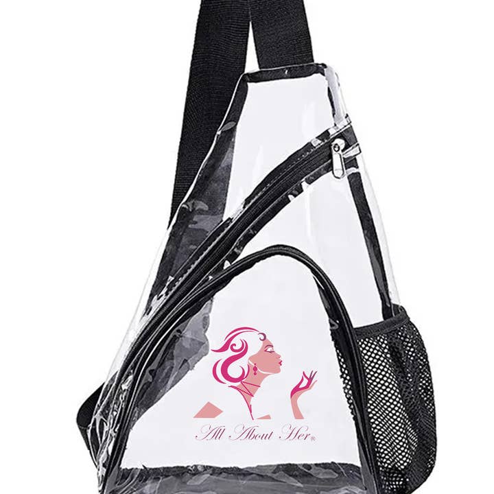 All About Her® Clear Sling Bag Crossbody with Bottle Holder for wholesale by All About Her®