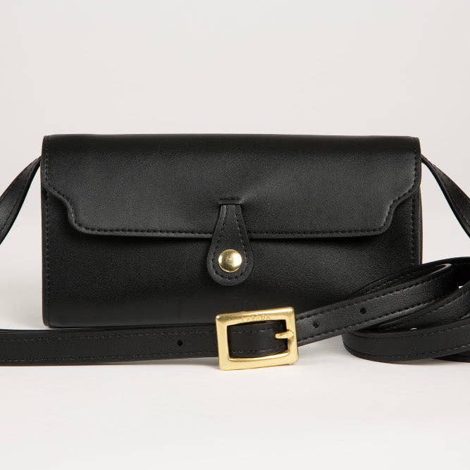 Cactus Vegan Leather Crossbody Wallet Clutch in Black for wholesale by Lavāda