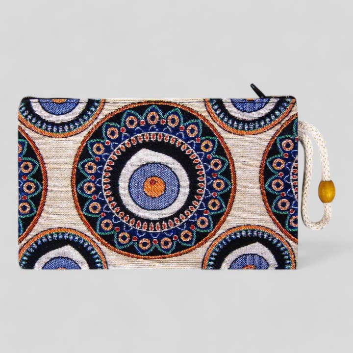 Bolso de mano con cremallera, alfombra turca, monedero, monedero, monedero, cartera, almacenamiento pequeño, tela kilim, diseño de mandala para venta al por mayor de Guzel Handcrafts