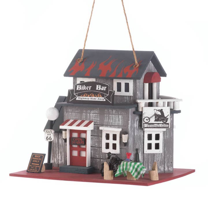 Zingz Home - Wholesale Bird House - Route 66 Biker Bar Birdhouse