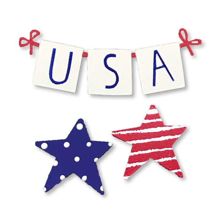 USA Banner w/ Star Magnets (3.5"w), Patriotic Decor for wholesale by Roeda Studio