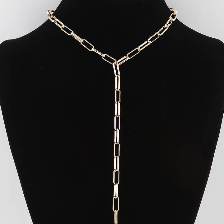 Gold Cream Stone Drop Link Chain Necklace for wholesale on Faire