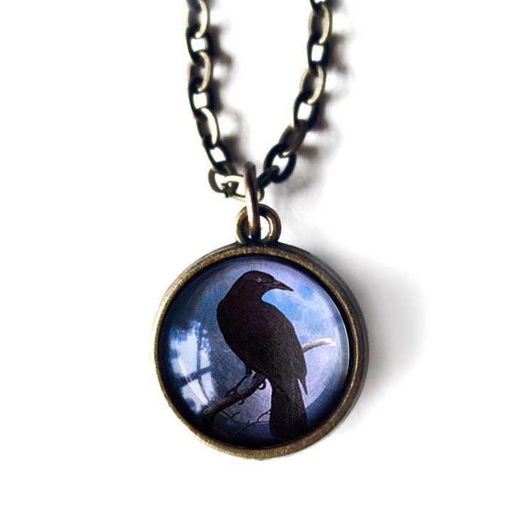 Collana con pendente reversibile semplice viola con corvo o corvo per la vendita all'ingrosso da parte di The Divine Iguana