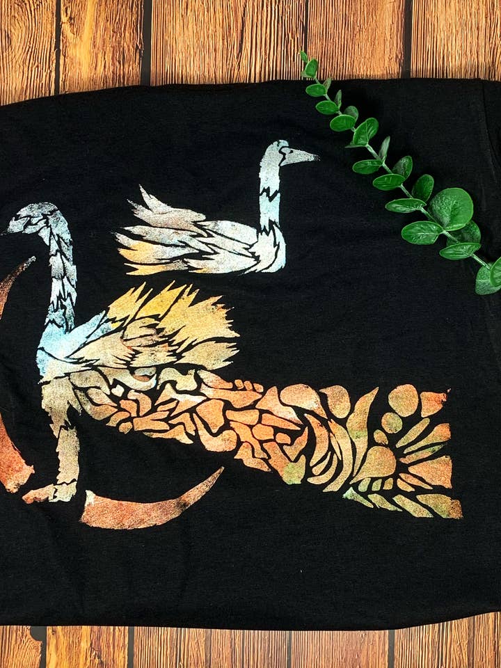 Swans Hand Painted Women's Fitted Tee for wholesale by Third Wolf Designs