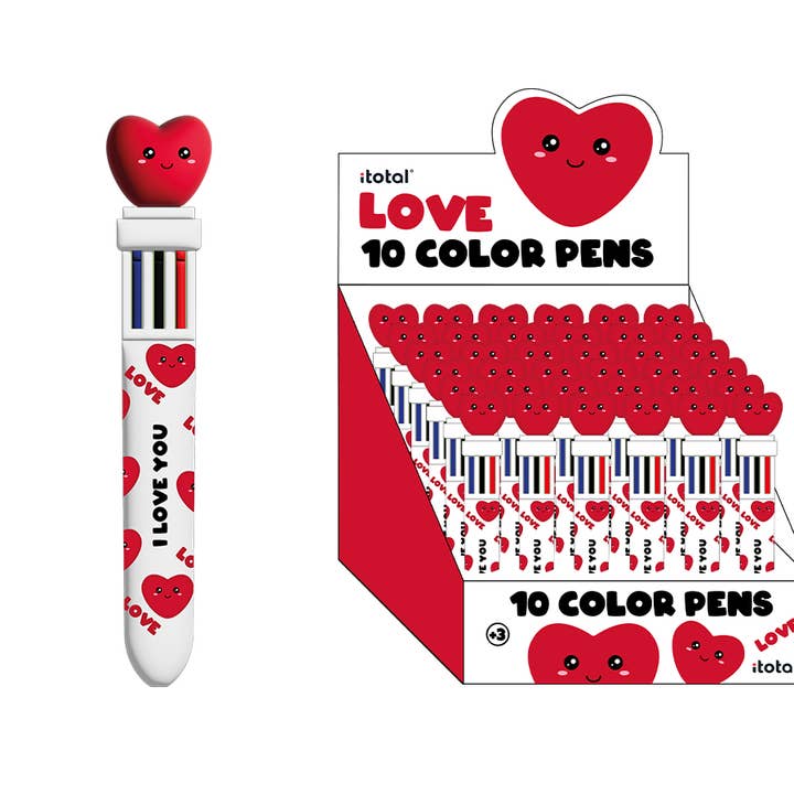 I-Total, I-Drink - Wholesale Pen - Follow Your Heart Multicolor Pen - Display 36 Pcs