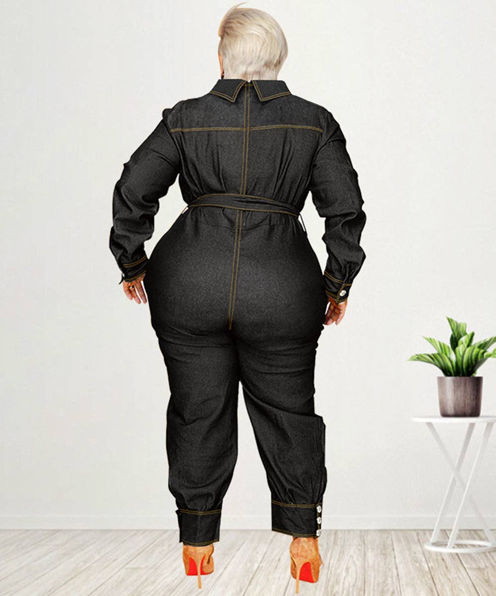 Aria Romance - Vente Combinaison – femme - Combinaison en jean décontractée à col en V7