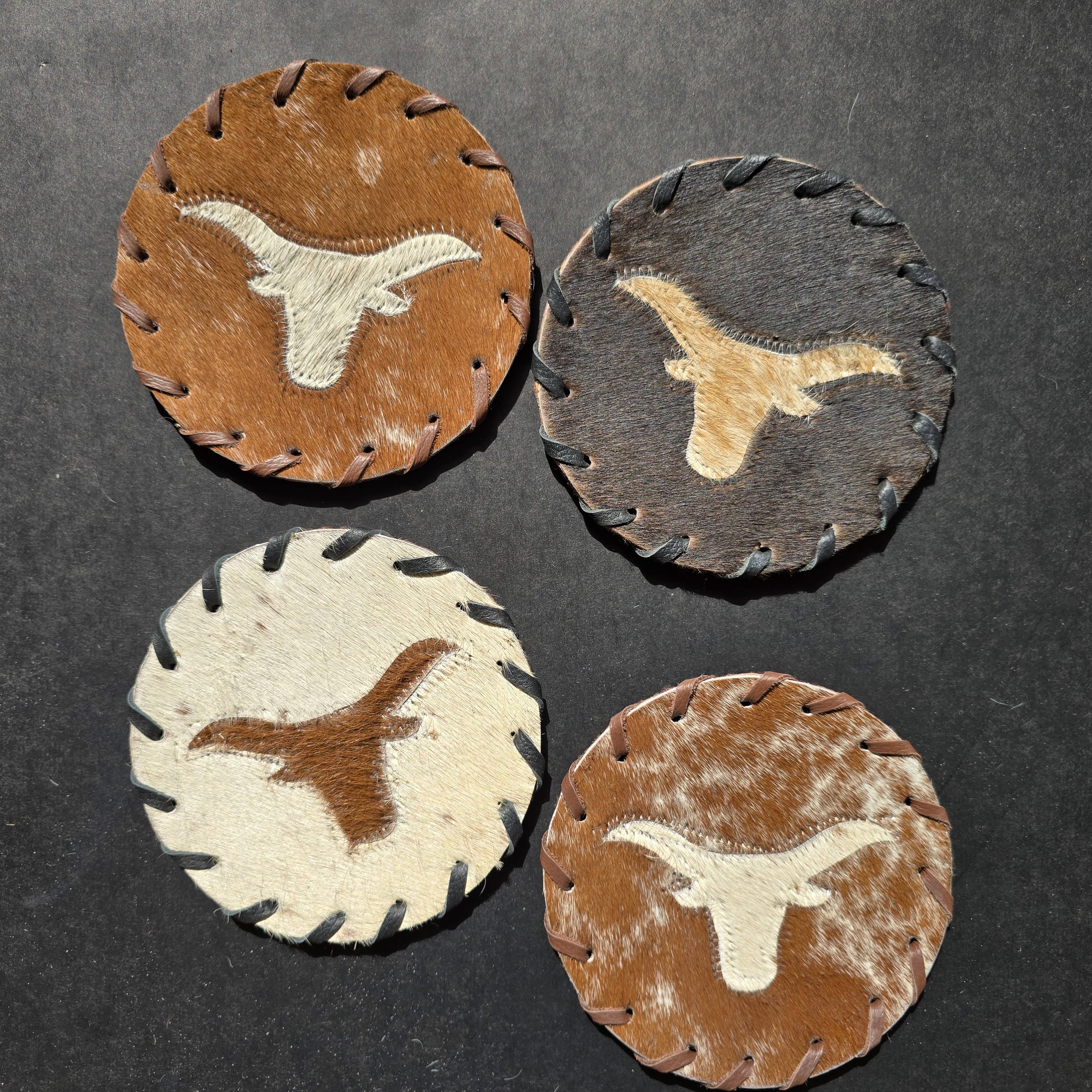 Ranchers Closet - Wholesale Coasters - 4 Cowhide Hair-on Coaster - Handcrafted Western Decor3