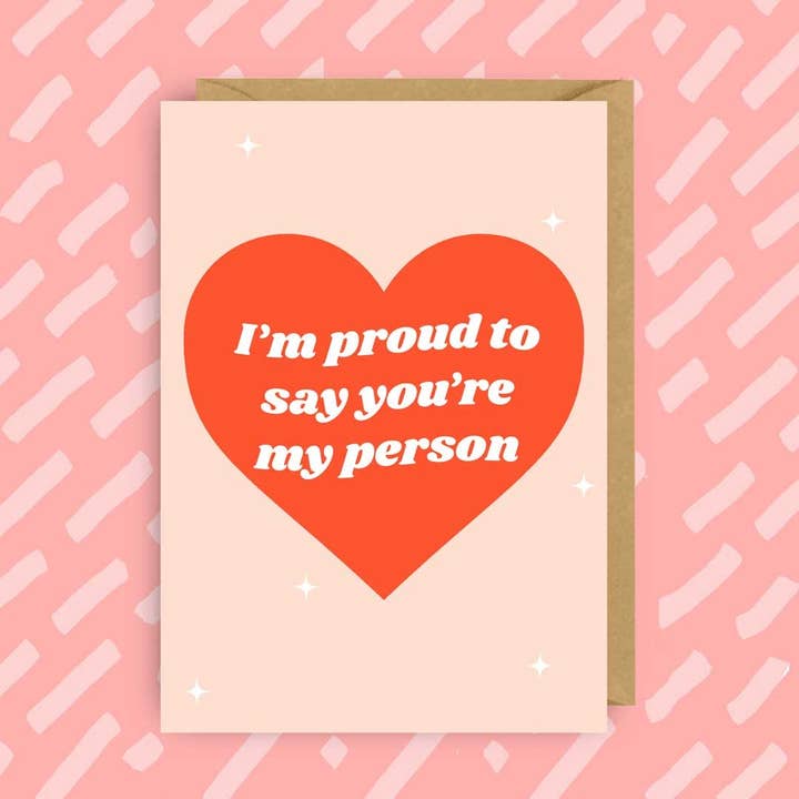Stolt att säga |Könsneutralt Alla hjärtans dagskort | HBTQ + för wholesale av The Queer Store