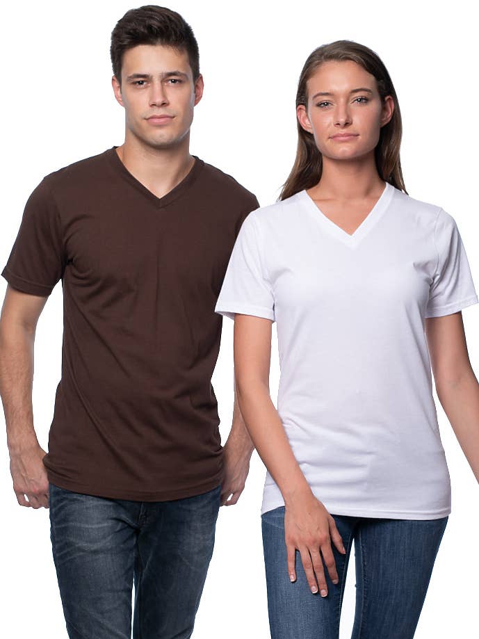 Col en V unisexe à manches courtes pour la vente par Royal Apparel