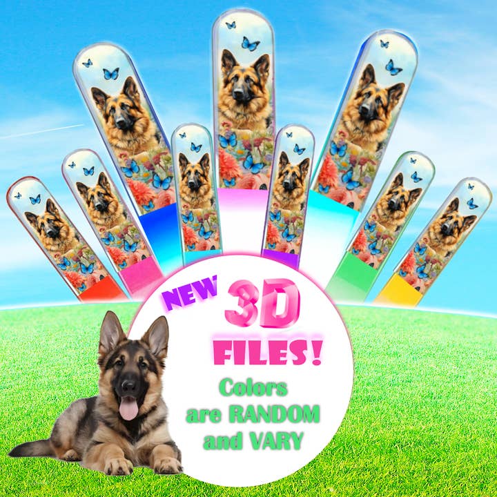 Classy Nail Files - Vendita all'ingrosso Lime per unghie - Lima per unghie in cristallo colorato 3D con cucciolo di cane Chihuahua e fiori.11