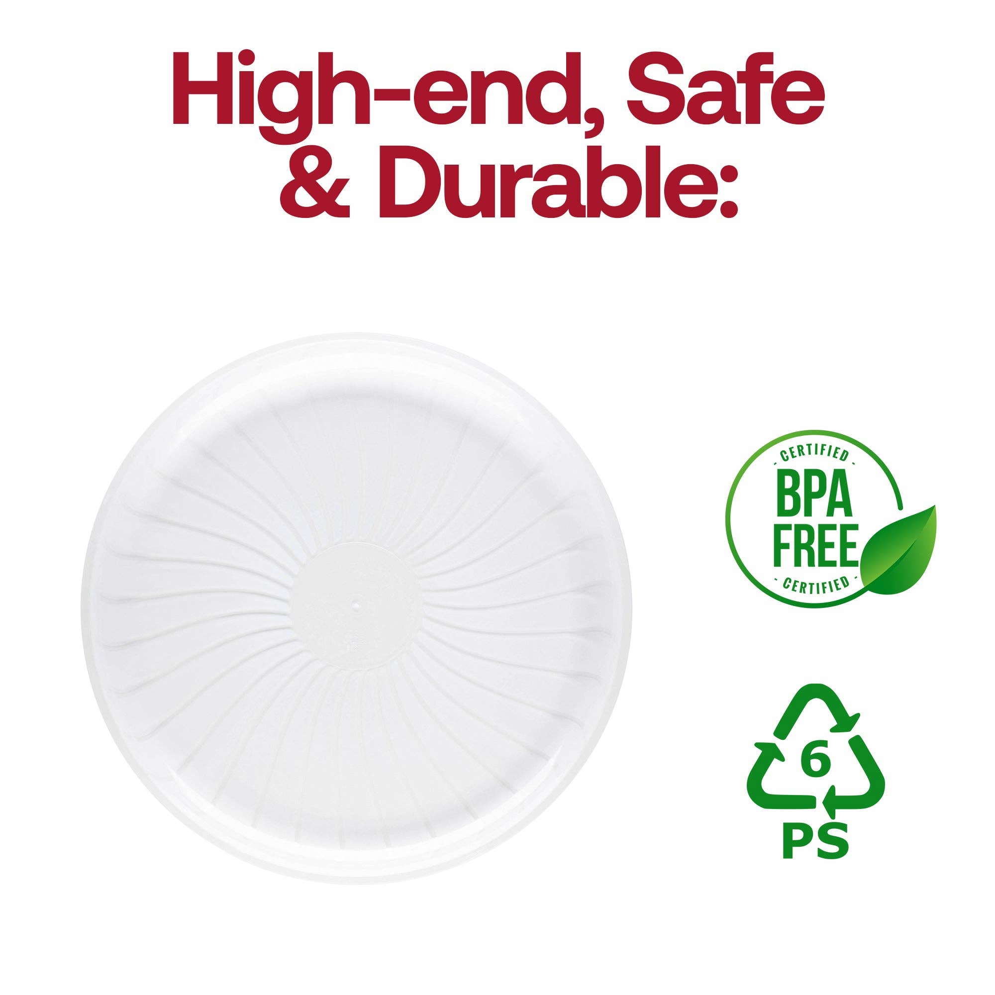 Smarty had a Party - Wholesale Serving Tray - 14" Clear Pavilion Round Disposable Plastic Trays - 24 pcs5