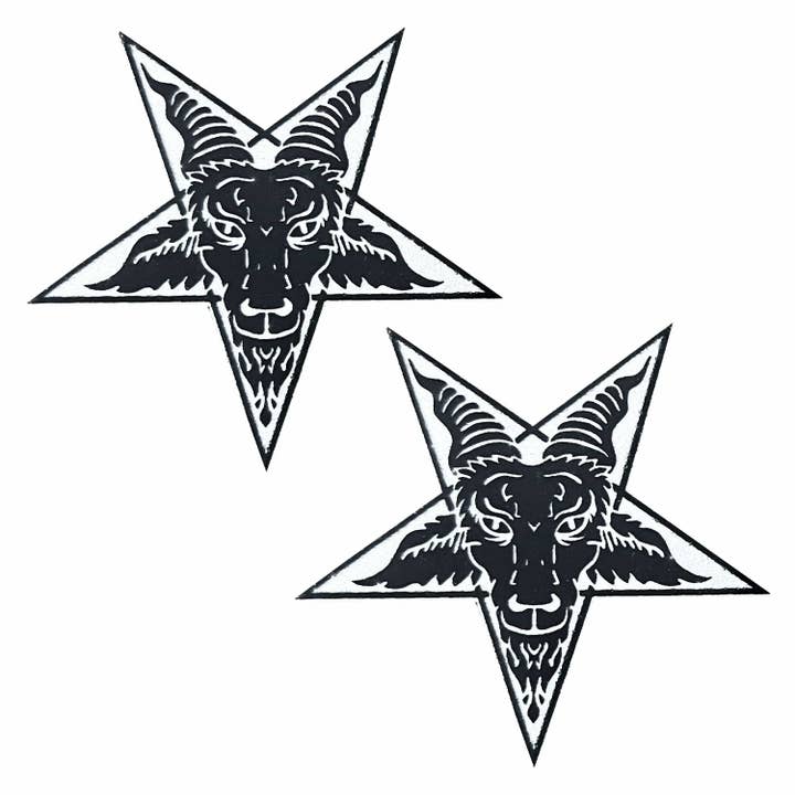 Hellhorned Hex Geit Zwarte Glitter Tepelbedekking Pasties voor wholesale door Neva Nude