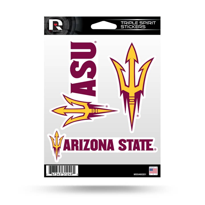 NCAA Arizona State Sun Devils - ASU Triple Spirit Stickers for wholesale by Rico Industries