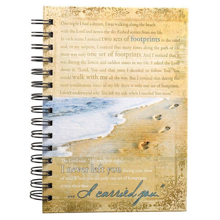 Journal Wirebound Beach Footprints for wholesale by Christian Art Gifts