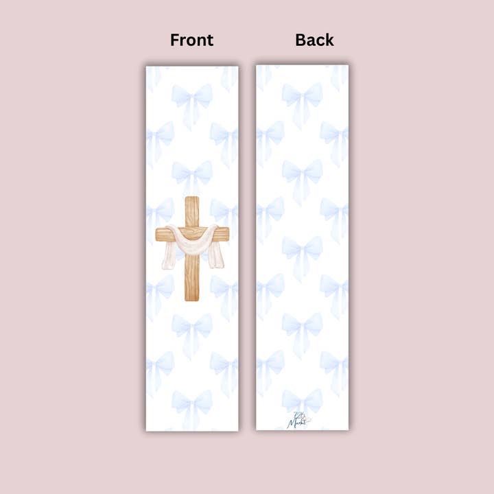 Fond bleu clair avec nœud croisé – Marque-page chrétien pour la vente par 726 Market