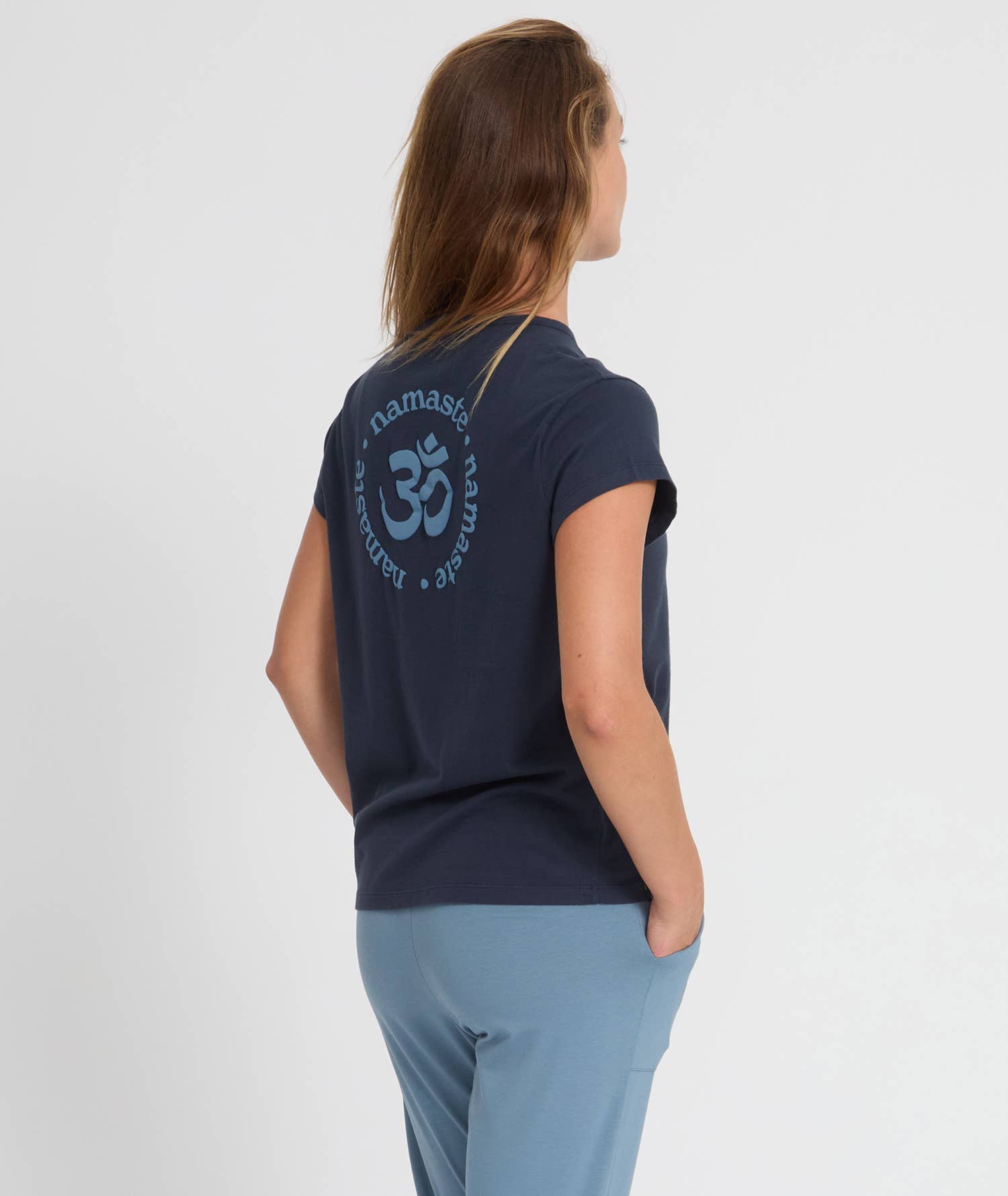 Yoga Searcher - Venta al por mayor Camiseta serigrafiada - Mujer - Camiseta de algodón orgánico con logo NAMASTE2