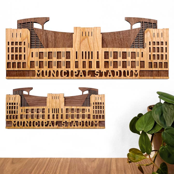 Kommunalt stadion - Vintage Cleveland Browns og Cleveland Indians vægkunst for engroshandel hos Inspired Indigo