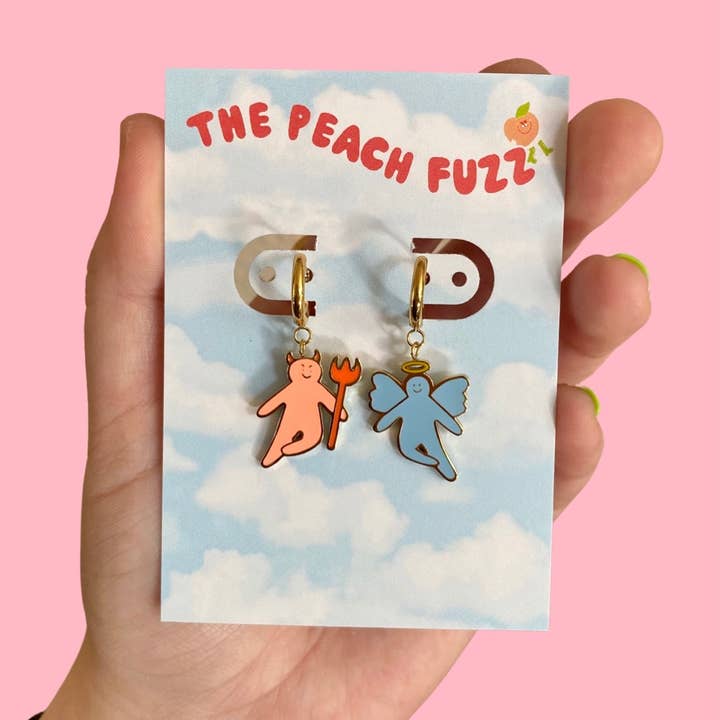 The Peach Fuzz - Wholesale Huggie Earrings - Sugar and Spice Gold Enamel Huggie Earrings