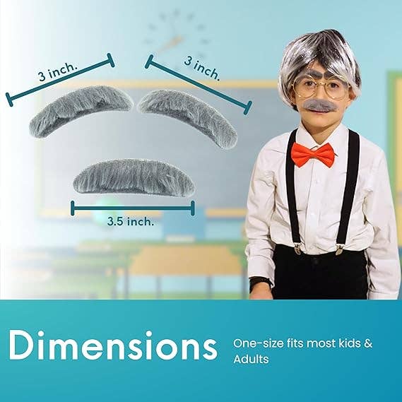 4E's Novelty - Vente Déguisement – enfant - Costume de Vieil Homme 4E's Novelty – Bretelles, Moustache, Sourcils & Nœud Papillon pour Enfants5