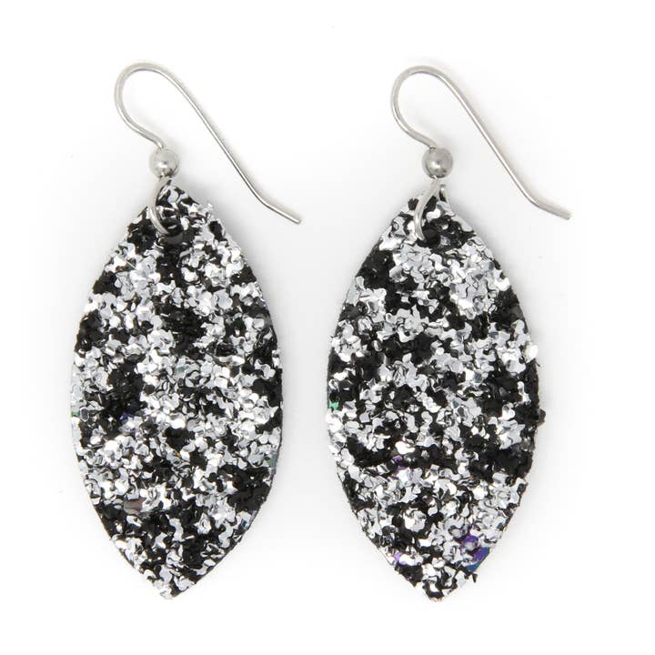 Pendientes Sparkle in Black Leather para venta al por mayor de KEVA