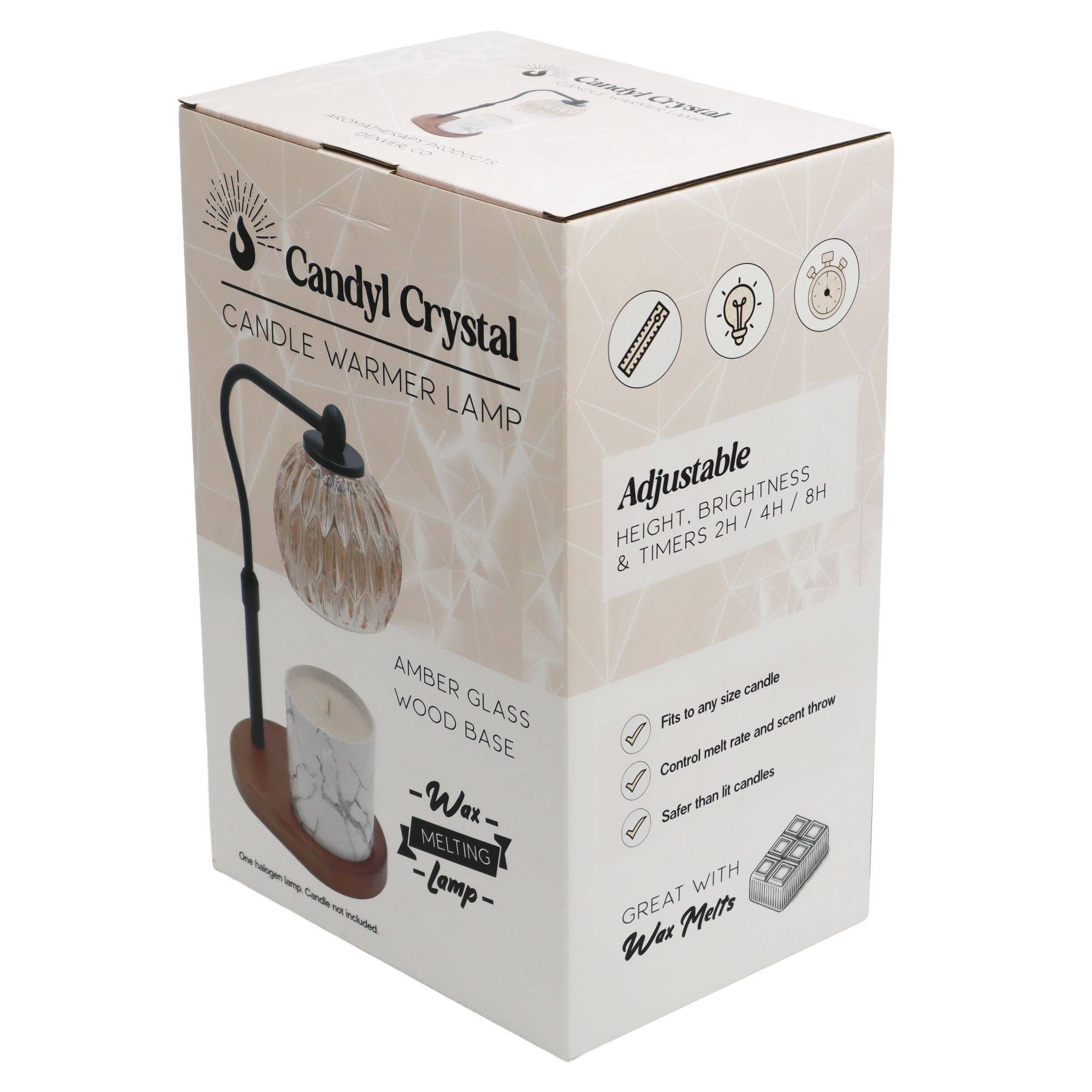 Candyl - Vente Chauffe-cire - Lampe chauffe-bougies, verre de cristal et base en bois, noire6