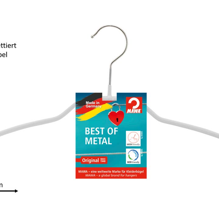 Bøjle Silhouette light FT med etiket, sølv, 42 cm for engroshandel hos MAWA