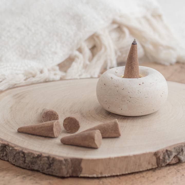 Travertine Incense Cone Burner for wholesale by kansla