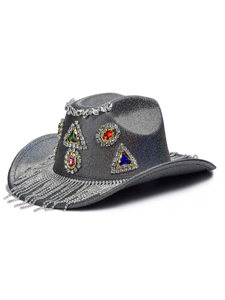 Geometric Rhinestone Tassel Fedora Hat C0809 for wholesale by Ole