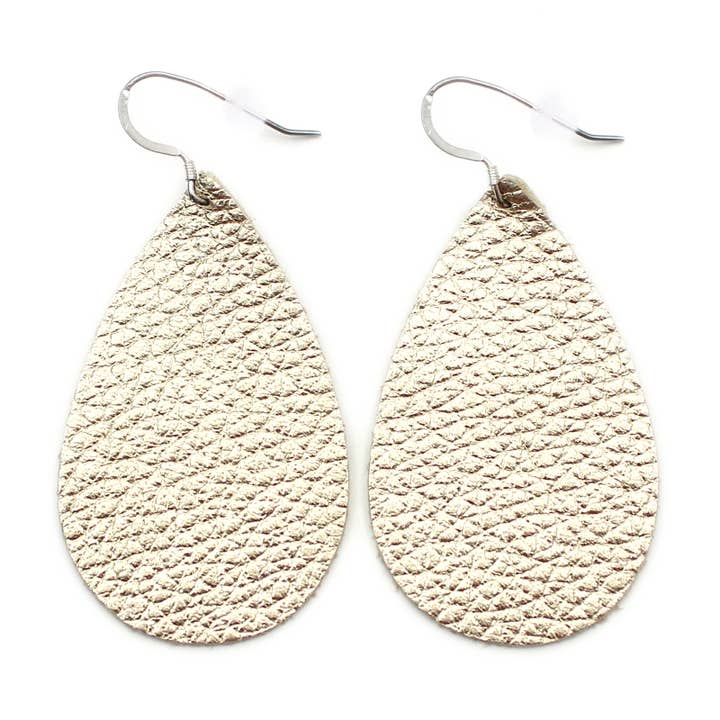 Gold - The Drop Leather Earrings for wholesale by OneWild