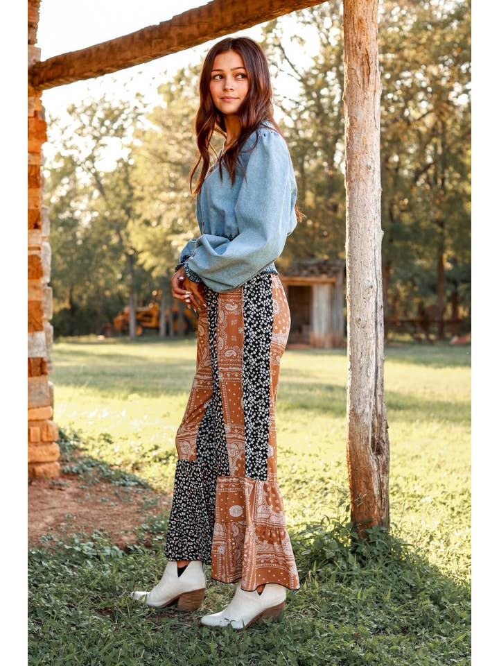 Multi CRISTINA TIERED PANTS, LEOPARD & BROWN for wholesale on Faire