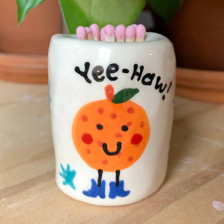 Match Holder - Fruit In Boots, color naranja para venta al por mayor de Howdy Ceramics