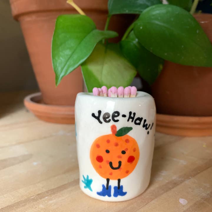 Match Holder - Orange Fruit In Boots for wholesale by Howdy Ceramics