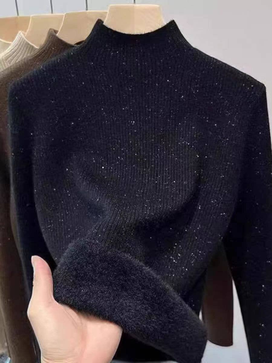 Marayn - Wholesale Knit Sweater - Women's - Soft warm halfneck fleece knit 2024 winter essential8