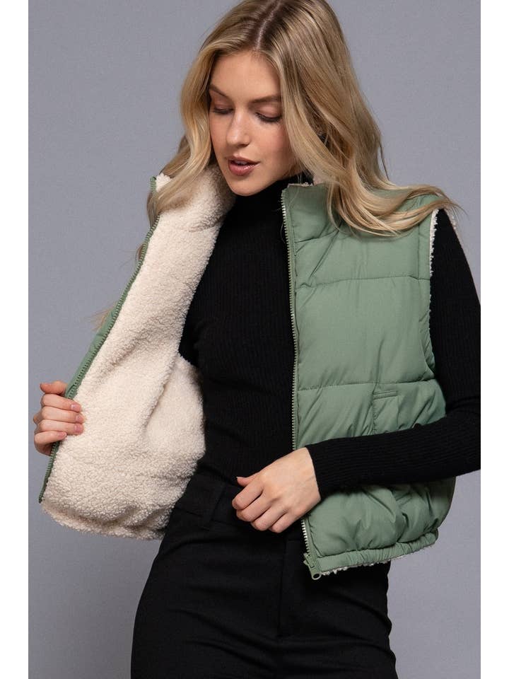 Vanilla Monkey - Wholesale Outerwear Vest - Women's - Reversible Fur Padding Vest6