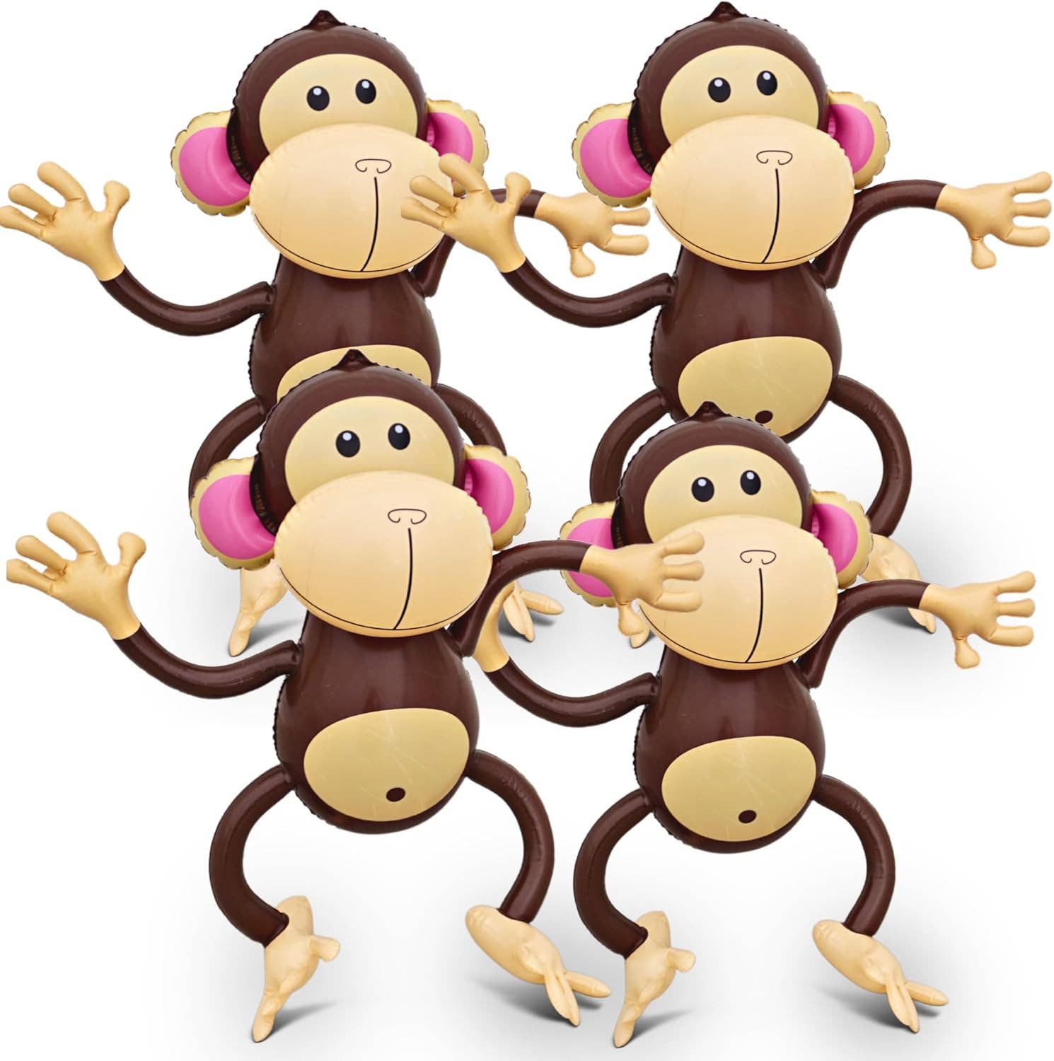 4E's Novelty - Wholesale Inflatable Toy - Kids & Baby - 4E's Novelty 4 Pack 27'' Inflatable Monkeys - Jungle Decor & Party Supplies0