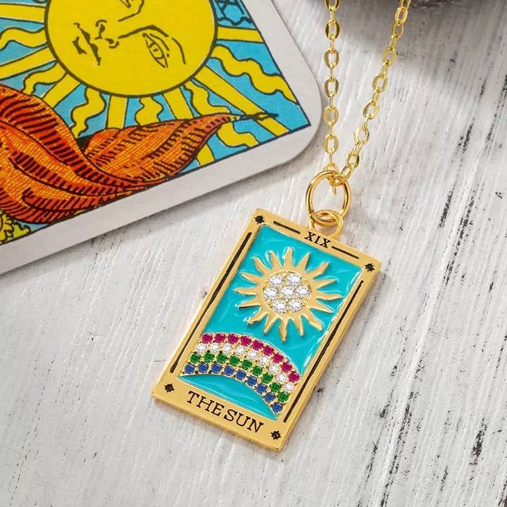Wild & Free - Wholesale Pendant/Charm Necklace - Tarot Card Pendant Necklace, Enamel Tarot Necklace4