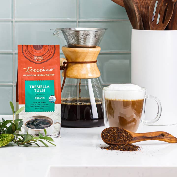 Tremella Tulsi Cardamom Mushroom Herbal Coffee-Organic for wholesale by Teeccino