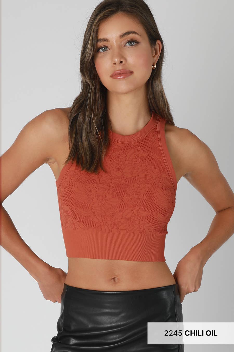 NIKIBIKI - Wholesale Knit Top - Women's - NS8330 - Lace High Neck Crop1