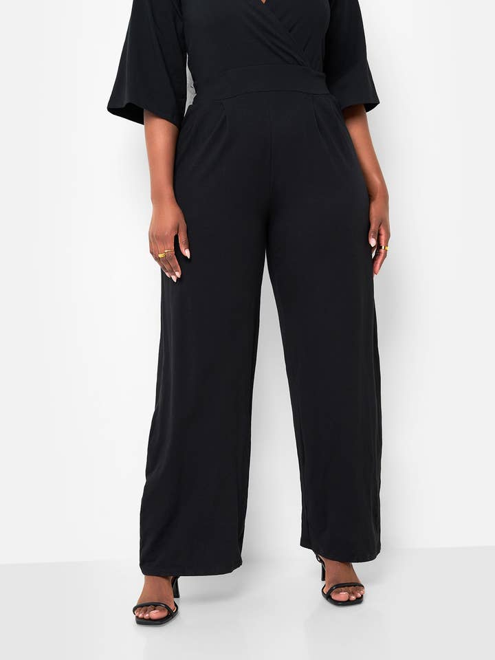 Karma Pleated Wide Leg Jumpsuit - Black for wholesale on Faire3