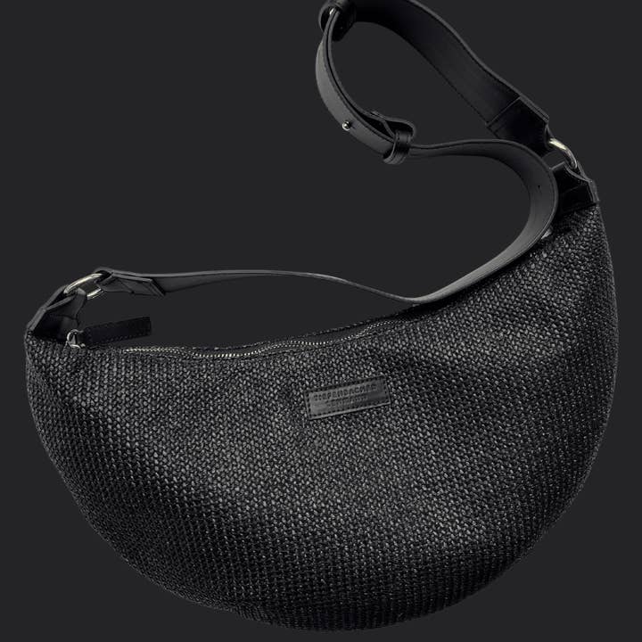 TIEFENBACHER LEHMANN - Wholesale Crossbody Bag - Women's - MOON BAG black raffia - black silver4